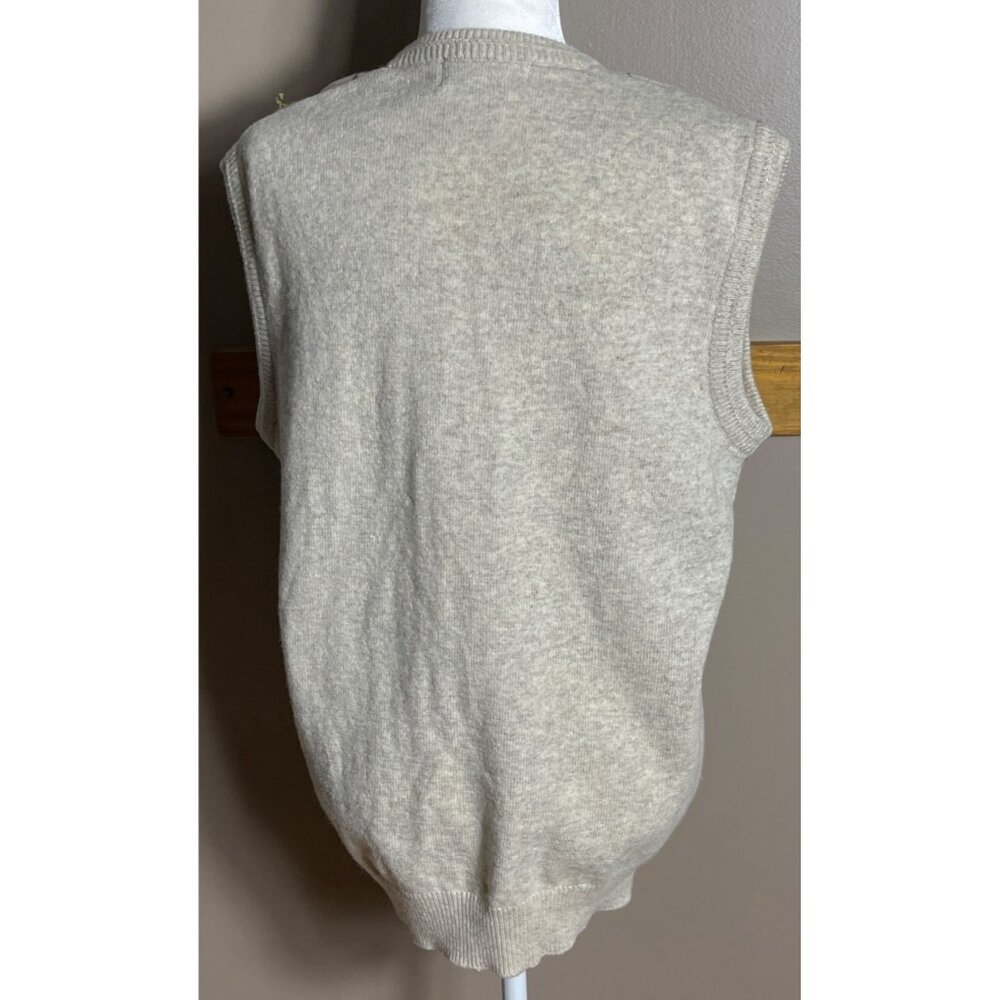 Monte Carlo Collection Argyle Lambswool Sweater Vest Beige Unisex Preppy Mens 42 - Picture 2 of 8